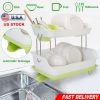2-Tier Dish Drying Rack Cutlery Drainer Holder Kitchen Organizer Storage Shelf
