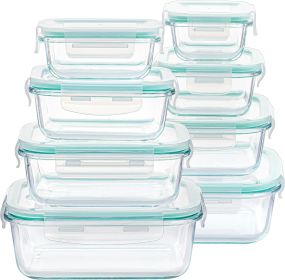 8 Pack Glass Food Storage Containers with Airtight Lids, Glass Meal Prep Containers, Lunch Office Meal for Microwave, Oven, Freezer and Dishwashe