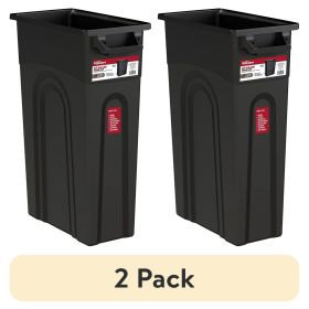 (2 pack) 23 Gallon Heavy Duty Plastic Highboy Garbage Container, Black, 1 Each