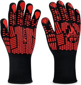 Oven Gloves, Silicone Non-Slip Oven Mitts, Kitchen for Cooking, Grilling, and Baking (Red)