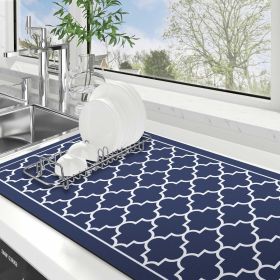 Dish Drying Mat Super Absorbent Drying Mat Large Dish Drying Mats for Kitchen Counter Easy Clean Dish Mat Kitchen Drying Mat18"x 32" Stylish Blue