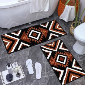 2 Pcs Western Aztec Bathroom Rugs Boho Aztec Bath Mat Non Slip Geometric Bathroom Decor Soft Absorbent Microfiber Rug for Kitchen