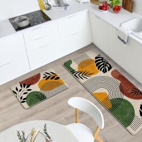 Boho Kitchen Rugs Set of 2, Bohemian Abstract Sun Rainbow Plant Floor Mats Home Decor