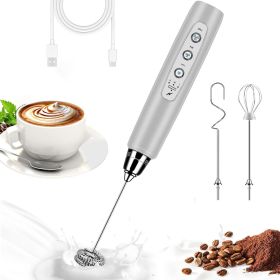 Milk Frother Handheld for Coffee, Electric Whisk 3 Speed Adjustable, Drink Mixer with Stainless 3 Whisks, Rechargeable Hand Frother Wand