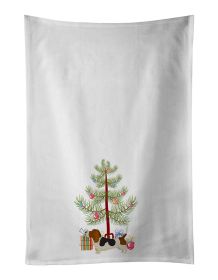 NEW Basset Hound Christmas Tree Kitchen Towel Set of 2 White Dish Towels Decorative Bathroom Hand towel for Hand, Face, Hair, Yoga, Tea, Dishclot