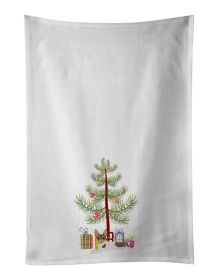 NEW Toy Fox Terrier Christmas Tree Kitchen Towel Set of 2 White Dish Towels Decorative Bathroom Hand towel for Hand, Face, Hair, Yoga, Tea, Dishc