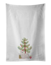 NEW White Lhasa Apso Christmas Tree Kitchen Towel Set of 2 White Dish Towels Decorative Bathroom Hand towel for Hand, Face, Hair, Yoga, Tea, Dish