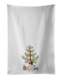 NEW Black and White French Bulldog Christmas Tree Kitchen Towel Set of 2 White Dish Towels Decorative Bathroom Hand towel for Hand, Face, Hair, Y