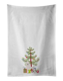 NEW Miniature Poodle Christmas Tree Kitchen Towel Set of 2 White Dish Towels Decorative Bathroom Hand towel for Hand, Face, Hair, Yoga, Tea, Dish